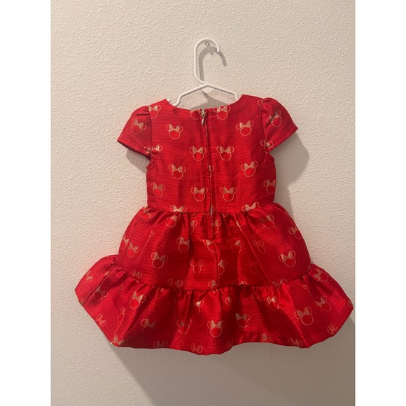Disney Baby Girls Red Gold Minnie Mouse Party Dress 12-18M - Picture 5 of 6